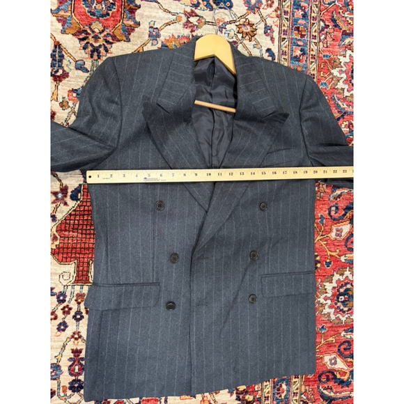 Cerruti 1881 Cashmere Wool Double Breasted Blazer 46 IT Pinstripe Italy - Picture 8 of 9